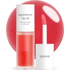 NOONI Korean Vegan Appleseed Lip Oil - Appleberry | Long-Lasting, Moisturizing, Plumping, Revitalizing for Dry Lips, Waterproof, No Peel Off, Hydrating, Nourishing, Mother's Day, 0.12 FL Oz