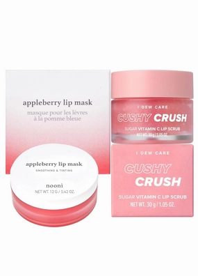 NOONI Korean Lip Butter Melting Balm (Appleberry)   I DEW CARE Lip Scrub - Cushy Crush Bundle