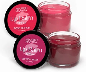 Nourish Mantra Beetroot & Rose Lip Balm with SPF | Made with Beetroot Extracts, Rose Extracts, Olive oil, Shea Butter, Vitamin E & Avocado Oil | For Dry, Chapped and Dark Lips | Best for Women and Men