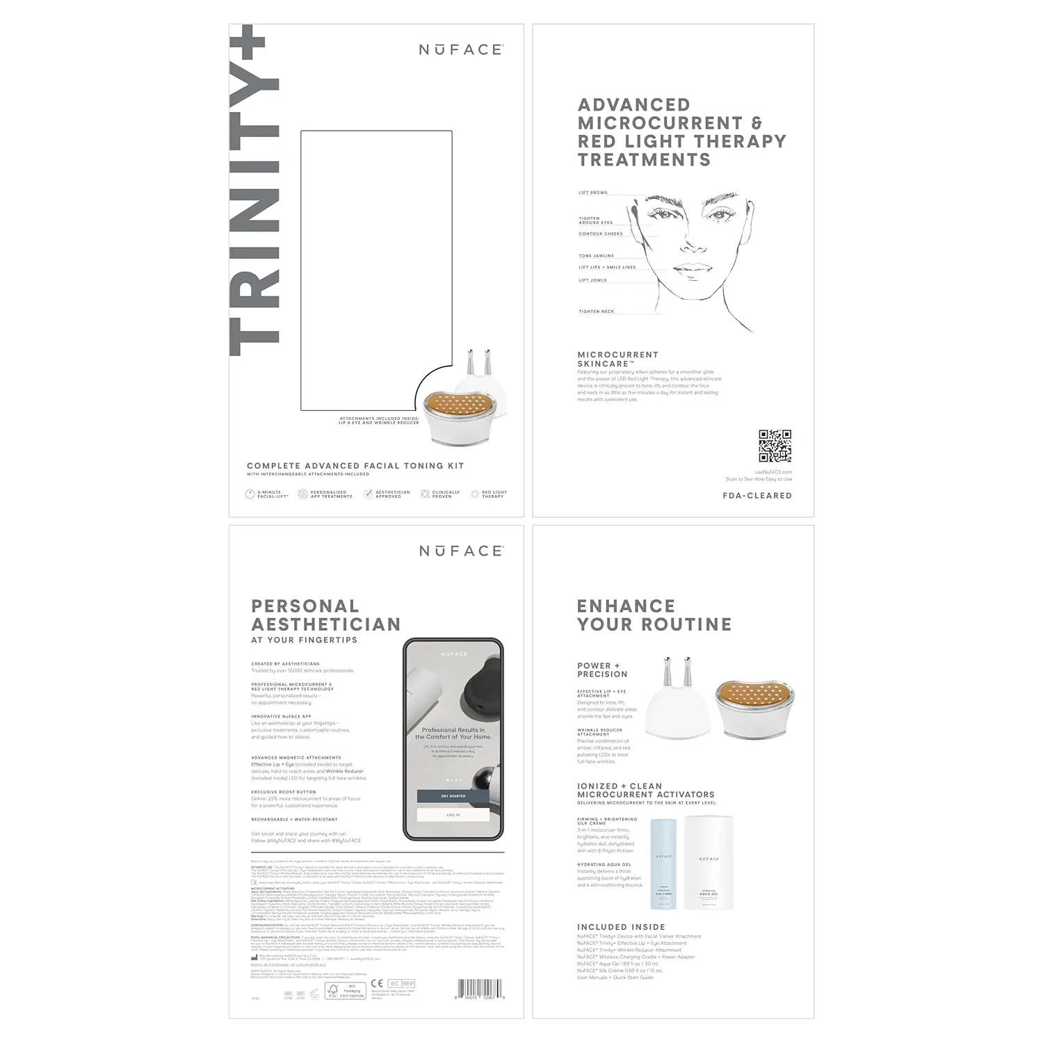NuFACE TRINITY  Microcurrent Facial Device, Wrinkle Reducer   Effective Lip & Eye Attachment - FDA Cleared Face Toning Device for Targeted Treatment   Microcurrent Gel Activator & Silk Creme