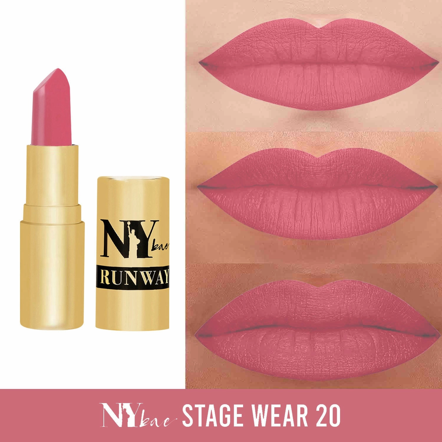 NY Bae Argan Oil Infused Matte Lipstick, Runway Range, Pink - Stage Wear 20 (4.5 g)