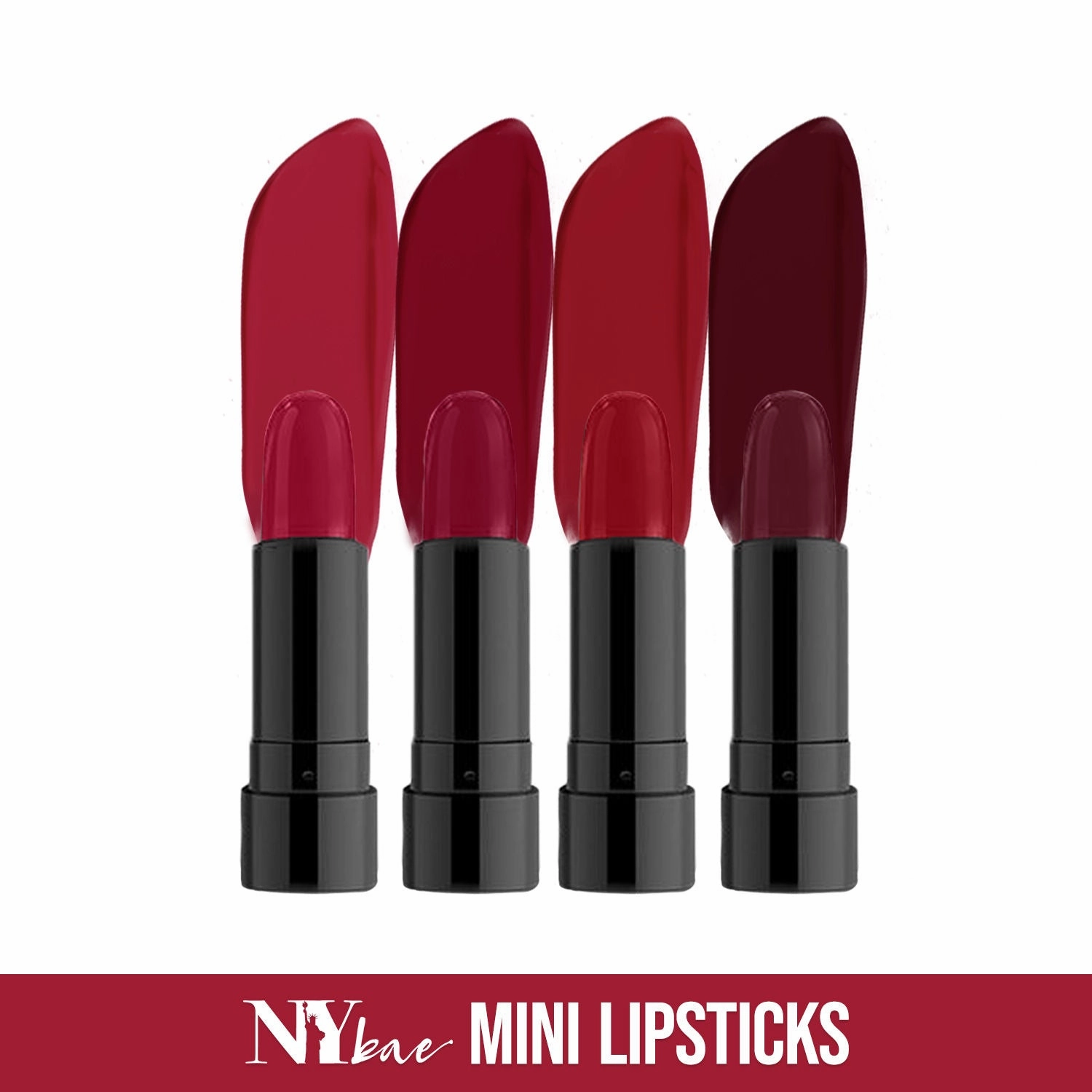 NY Bae Argan Oil Infused Mini Lipstick, Runway, For Dark Skin - Classy Catwalk, Set of 4 Mini Lipsticks, Kit 1 (1.4 g X 4)