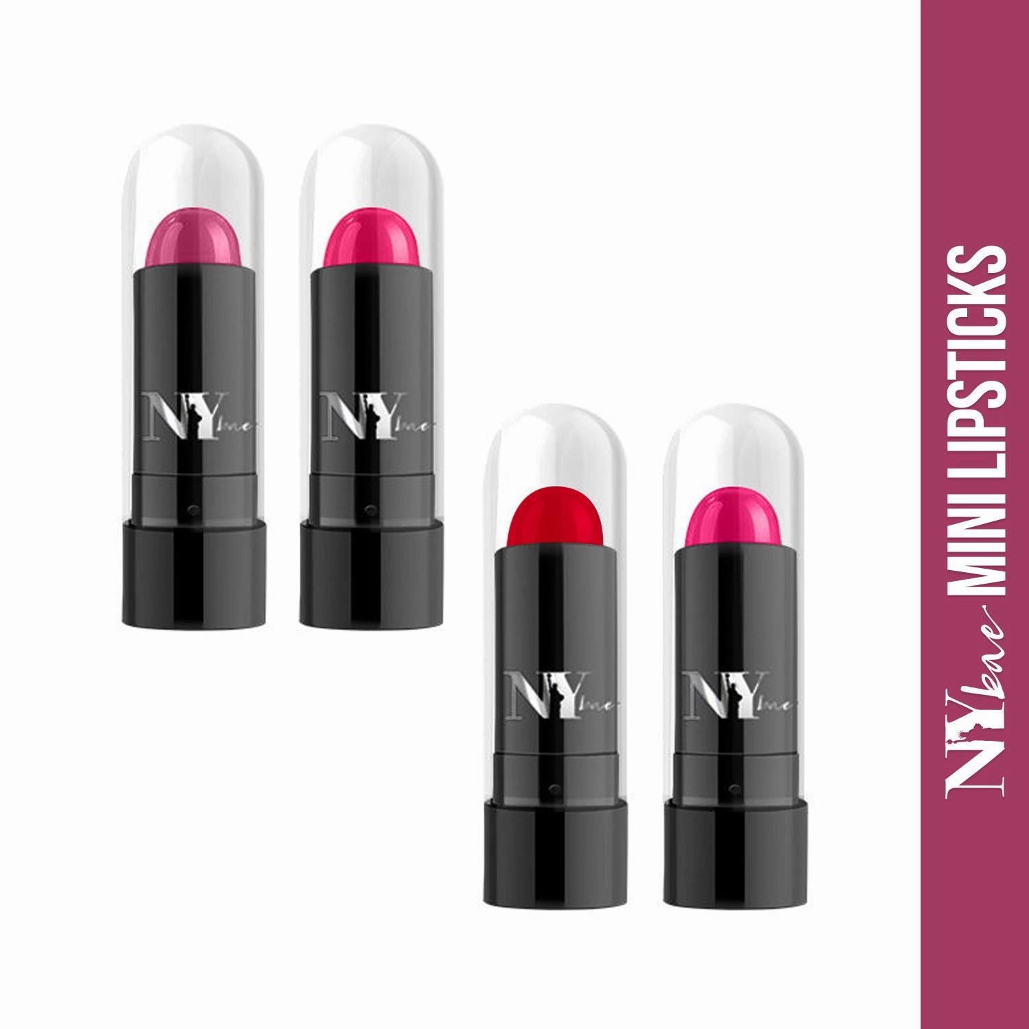 NY Bae Argan Oil Infused Mini Lipstick, Runway, For Dark Skin - Classy Catwalk, Set of 4 Mini Lipsticks, Kit 1 (1.4 g X 4)