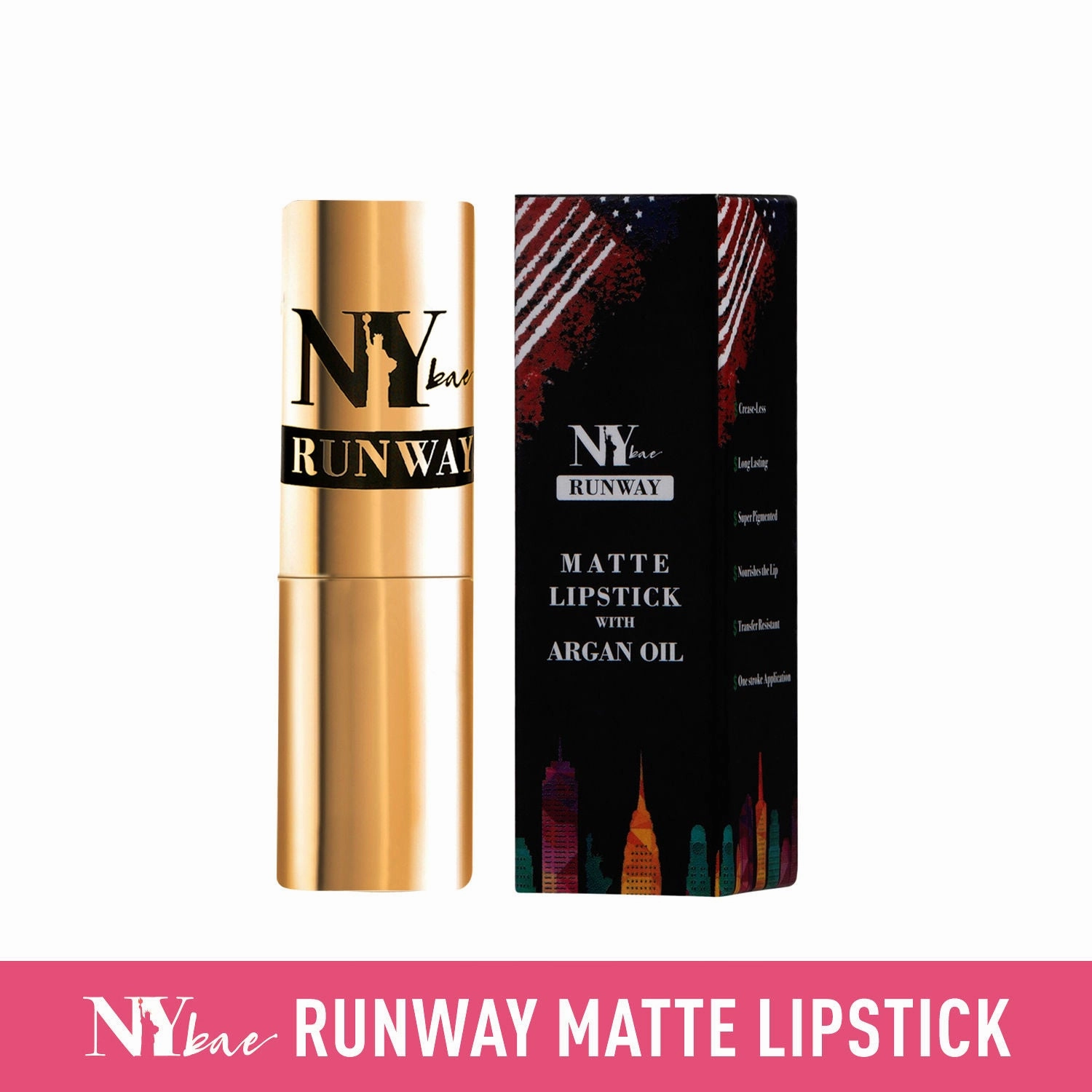 NY Bae Runway Matte Lipstick | Infused With Argan Oil | Pink | Moisturising | Long Lasting | Light weight- Highlights 3 (4.5 g)