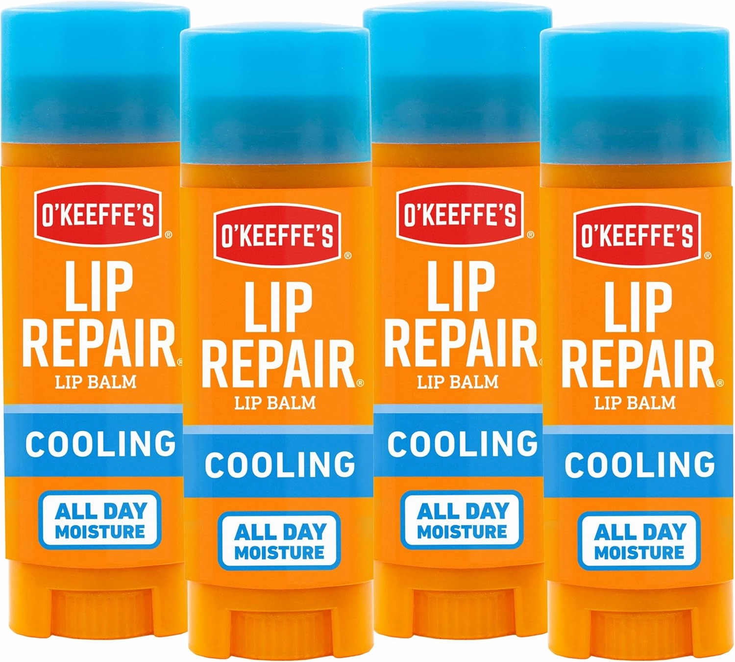 O'Keeffe's Lip Repair Lip Balm With Cooling Relief for Dry, Cracked Lips - Stick (4 Pack) - Moisturizer for Very Dry Lips