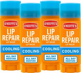 O'Keeffe's Lip Repair Lip Balm With Cooling Relief for Dry, Cracked Lips - Stick (4 Pack) - Moisturizer for Very Dry Lips