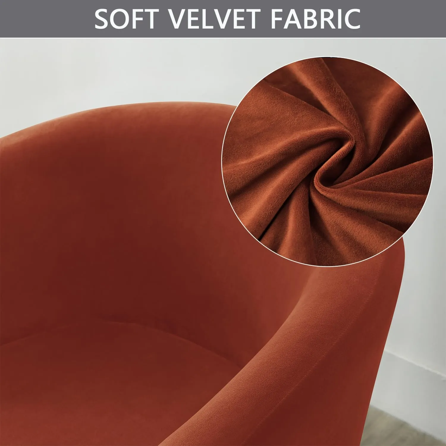 OBCREAT Club Chair Slipcovers, Stretch Armchair Covers Soft Velvet Tub Chair Cover 2 Pieces Sofa Covers Arm Chair Couch Cover Furniture Protector (Burnt Orange)