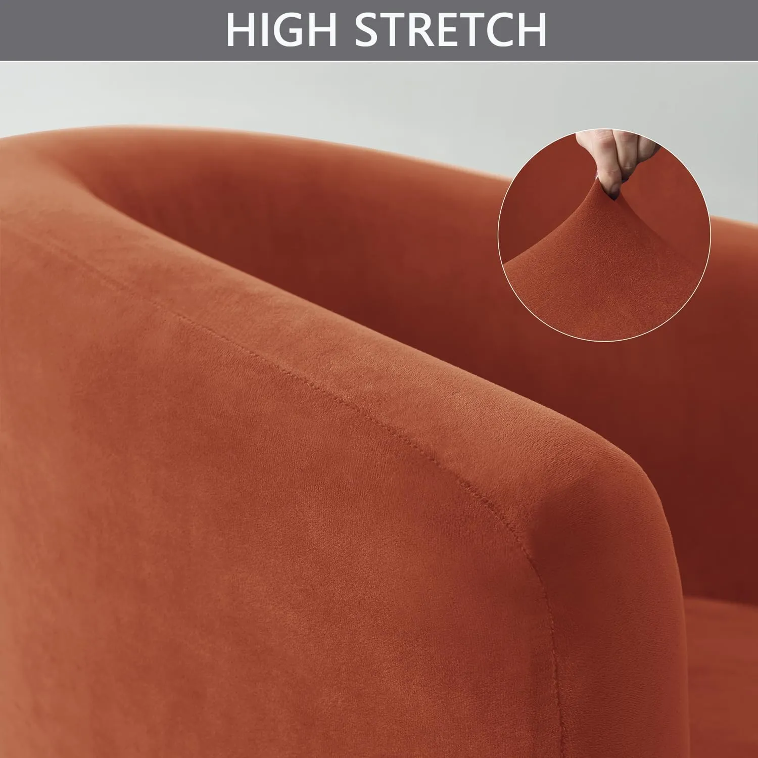 OBCREAT Club Chair Slipcovers, Stretch Armchair Covers Soft Velvet Tub Chair Cover 2 Pieces Sofa Covers Arm Chair Couch Cover Furniture Protector (Burnt Orange)