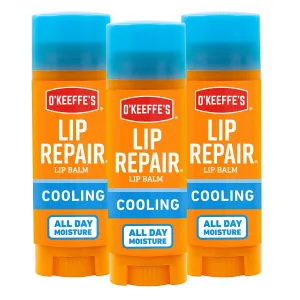 O'Keeffe's Cooling Relief Lip Repair Lip Balm for Dry, Cracked Lips, Stick, (Pack of 3)