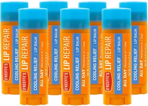 O'Keeffe's Cooling Relief Lip Repair Lip Balm for Dry, Cracked Lips, Stick, (Pack of 7)