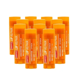 O'Keeffe's Unscented Lip Repair Lip Balm for Dry, Cracked Lips, Stick, (Pack of 12)