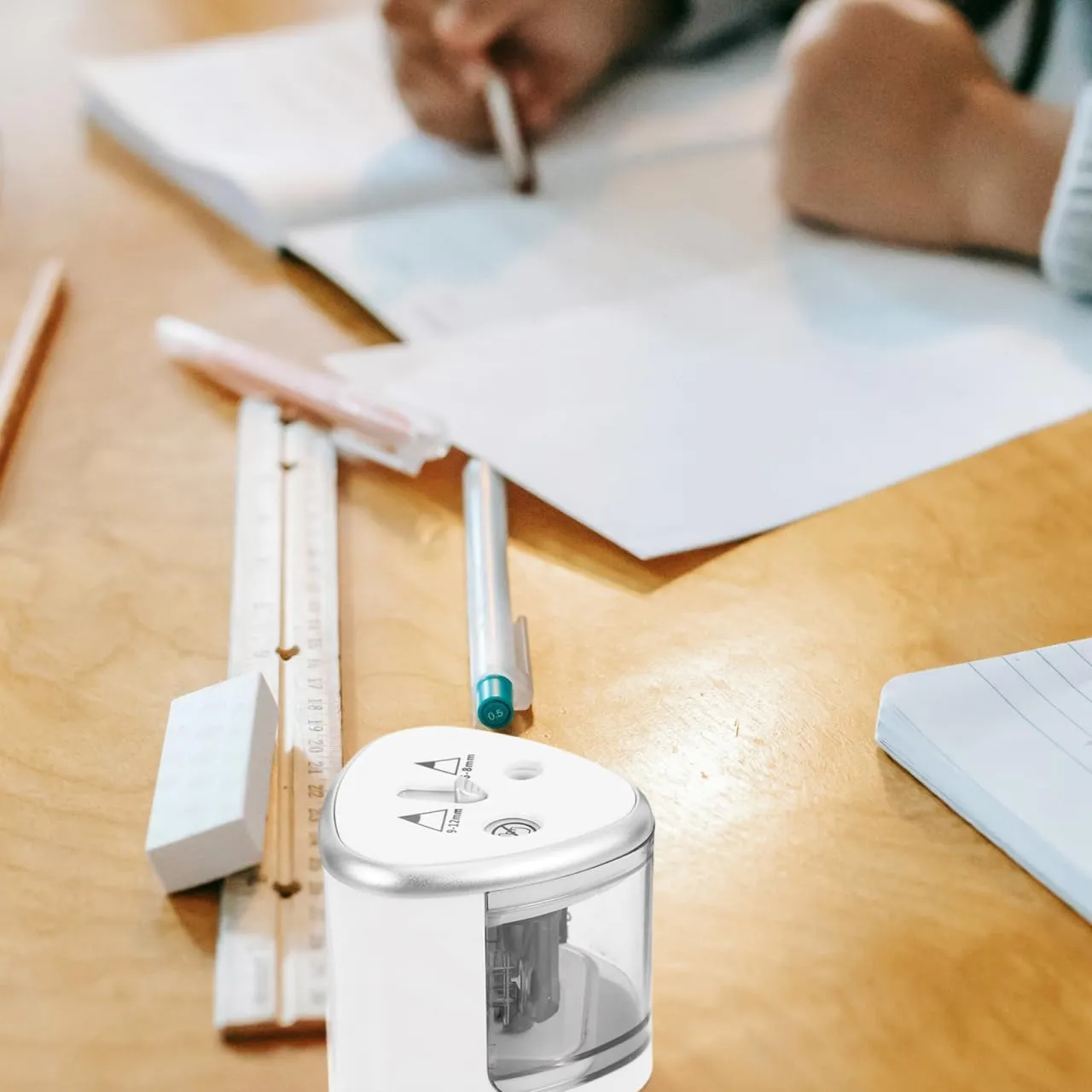 Operitacx Pencil Sharpener Dual Electric Sharpener Automatic Pencil Sharper Self Sharpening Pencil Sharpener for Colored Pencils Classroom Sharpener Electric Crayon Sharpener Pencil Sharpner