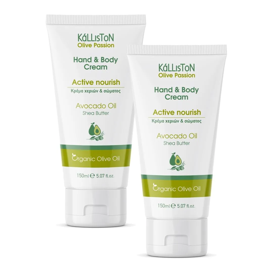 Organic Avocado Olive Oil Lotion, Hand & Body Cream, Made in Island of Crete, Greece, 5.07 oz Each, Pack of 2
