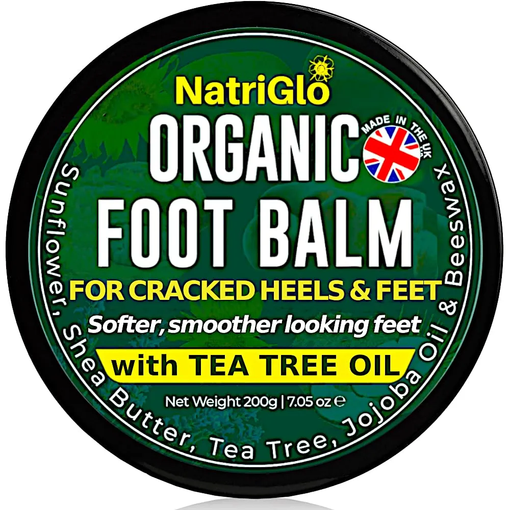 Organic Tea Tree oil Foot Cream for Dry Cracked Heels and Feet, Cracked Heel Repair for Athletes - Foot Cream & Natural Heel Balm for Dry Cracked Feet - Heel Rescue Foot Cream 7.05oz