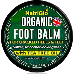 Organic Tea Tree oil Foot Cream for Dry Cracked Heels and Feet, Cracked Heel Repair for Athletes - Foot Cream & Natural Heel Balm for Dry Cracked Feet - Heel Rescue Foot Cream 7.05oz
