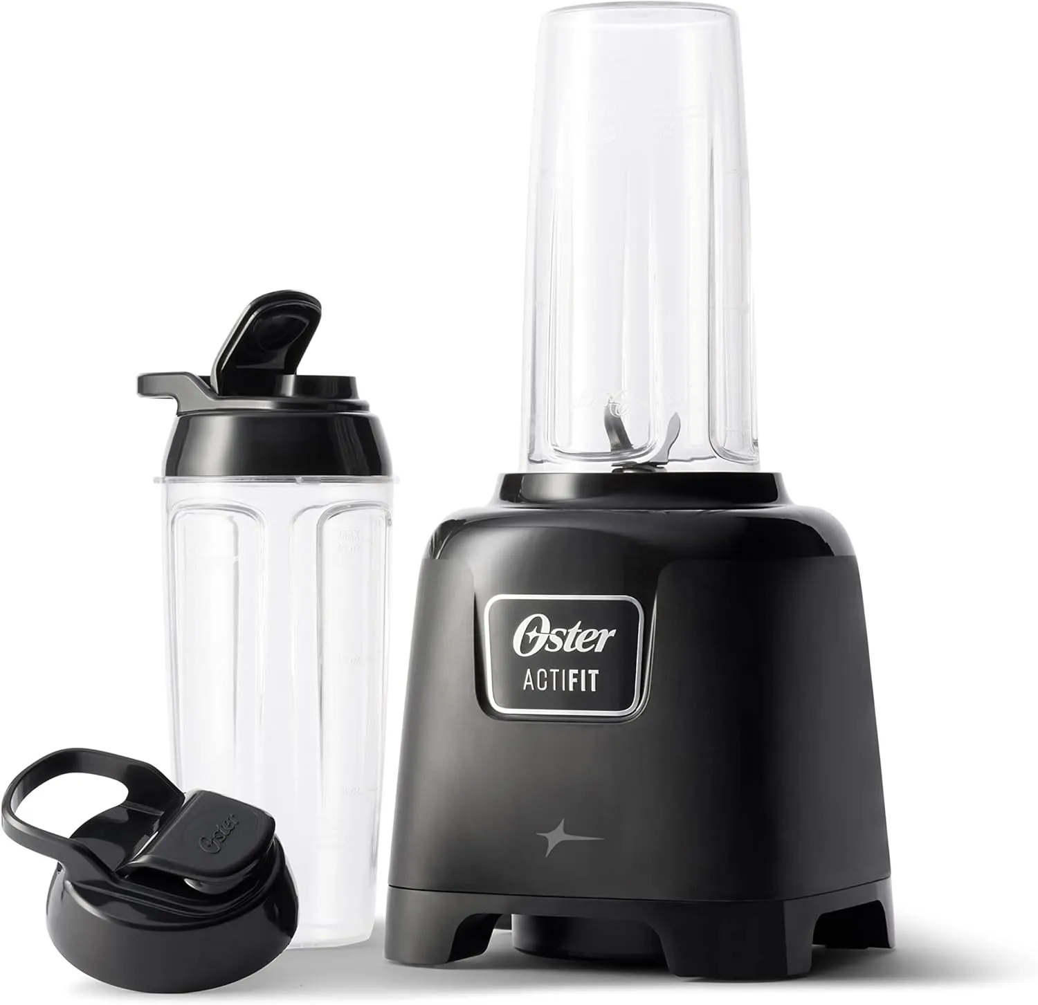 Oster Personal Blender for Shakes, Smoothies, and Single Serve Portable Cups with 2 20-ounce On-the-Go Spill Proof Cups and Lids, BPA-Free & Dishwasher-Safe, Black