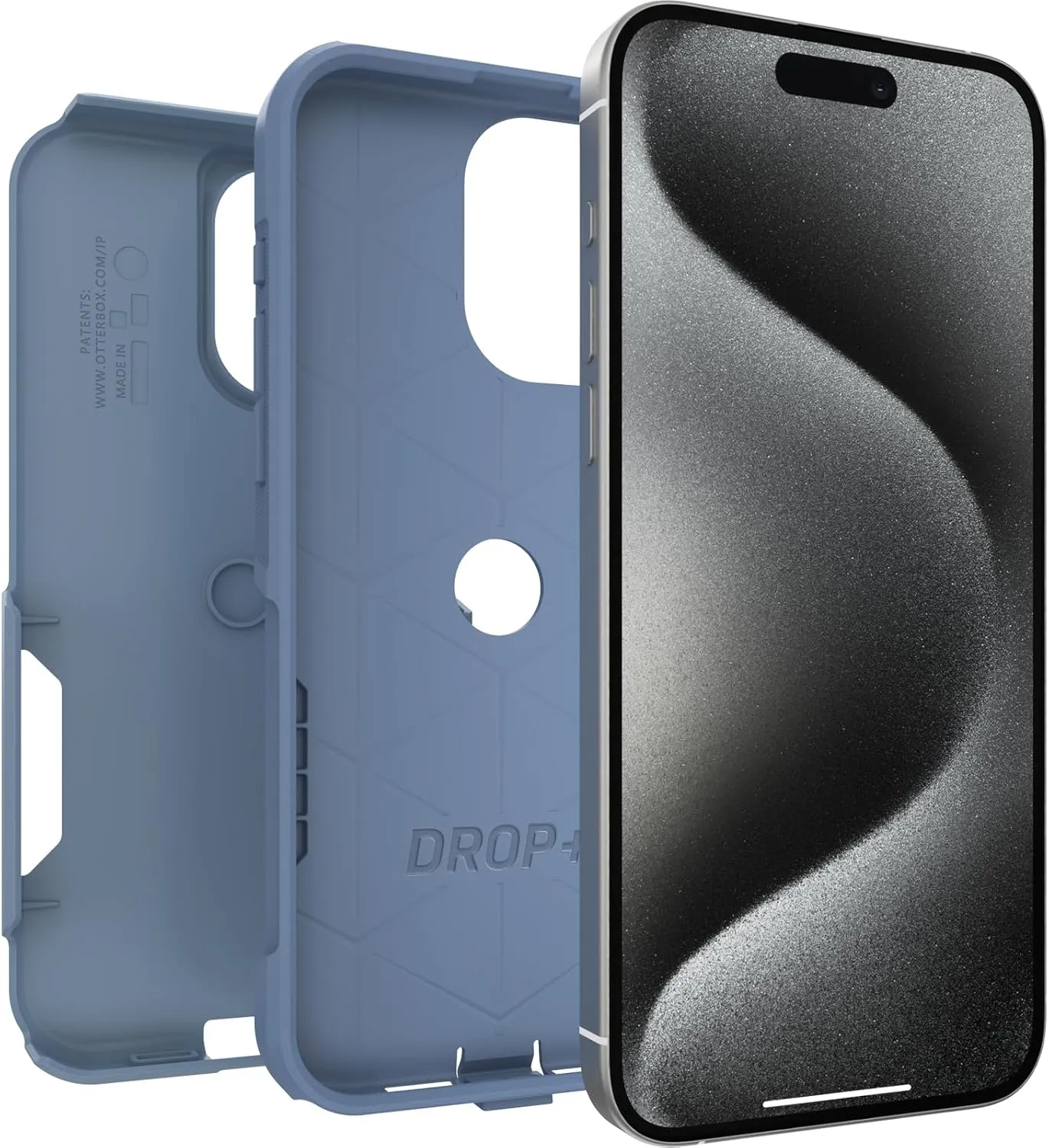 OtterBox iPhone 15 Pro MAX (Only) Commuter Series Case - Crisp Denim (Blue), Slim & Tough, Pocket-Friendly, with Port Protection