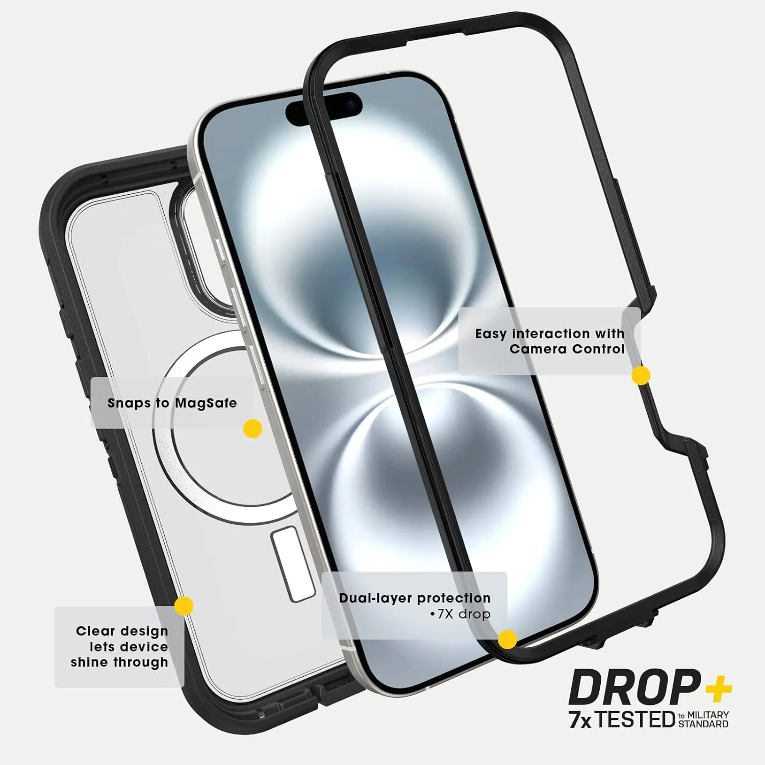 OtterBox iPhone 16 Defender Series XT Clear Case - Dark Side
