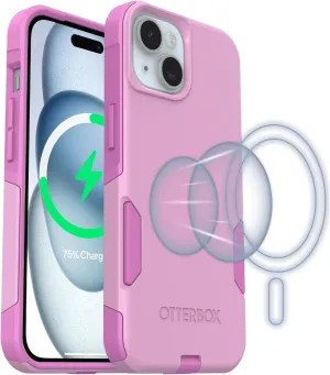 OtterBox iPhone 16e, iPhone 15, iPhone 14, and iPhone 13 Commuter Series Case - MagSafe Edition - Pink, Slim & Tough, Pocket-Friendly, with Port Protection - Run Wildflower