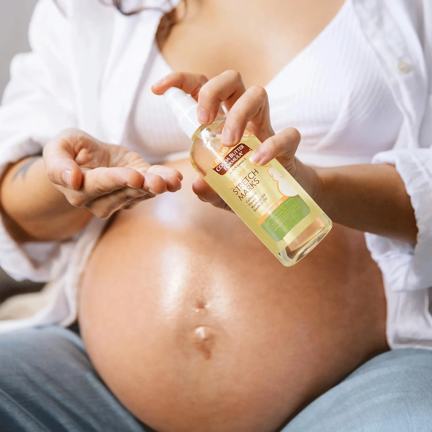 Palmer's Cocoa Butter Formula Massage Oil for Stretch Marks and Pregnancy Skincare, 3.4 Ounces (Pack of 2)