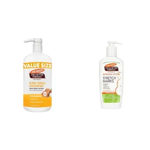 Palmer's Shea Formula Raw Shea Body Lotion for Dry Skin, Hand & Body Moisturizer & Cocoa Butter Formula Massage Lotion for Stretch Marks, Pregnancy Skin Care, Belly Cream