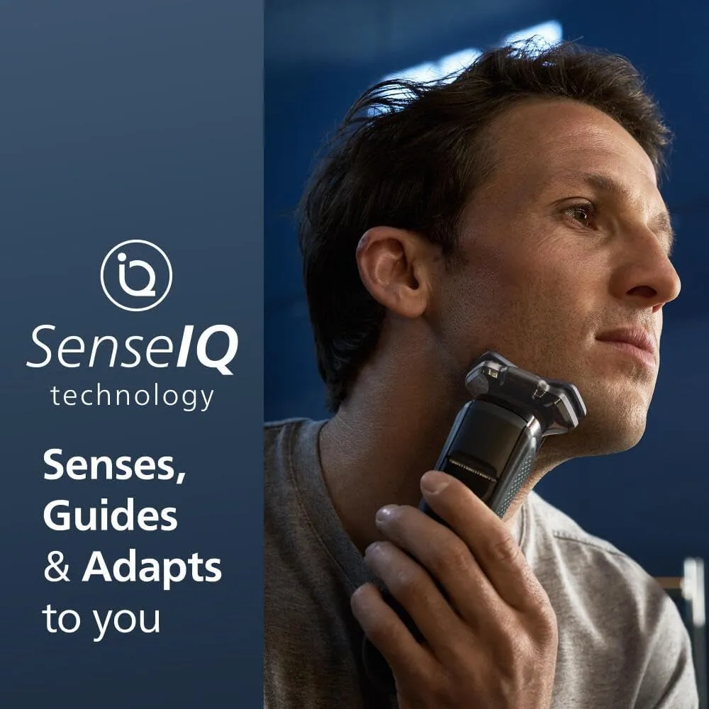 Philips Norelco Shaver Series 9400 Wet and Dry Electric Shaver, with Lift and Cut Shaving System and SenseIQ Technology, Pop-up Trimmer, Model S9606/80