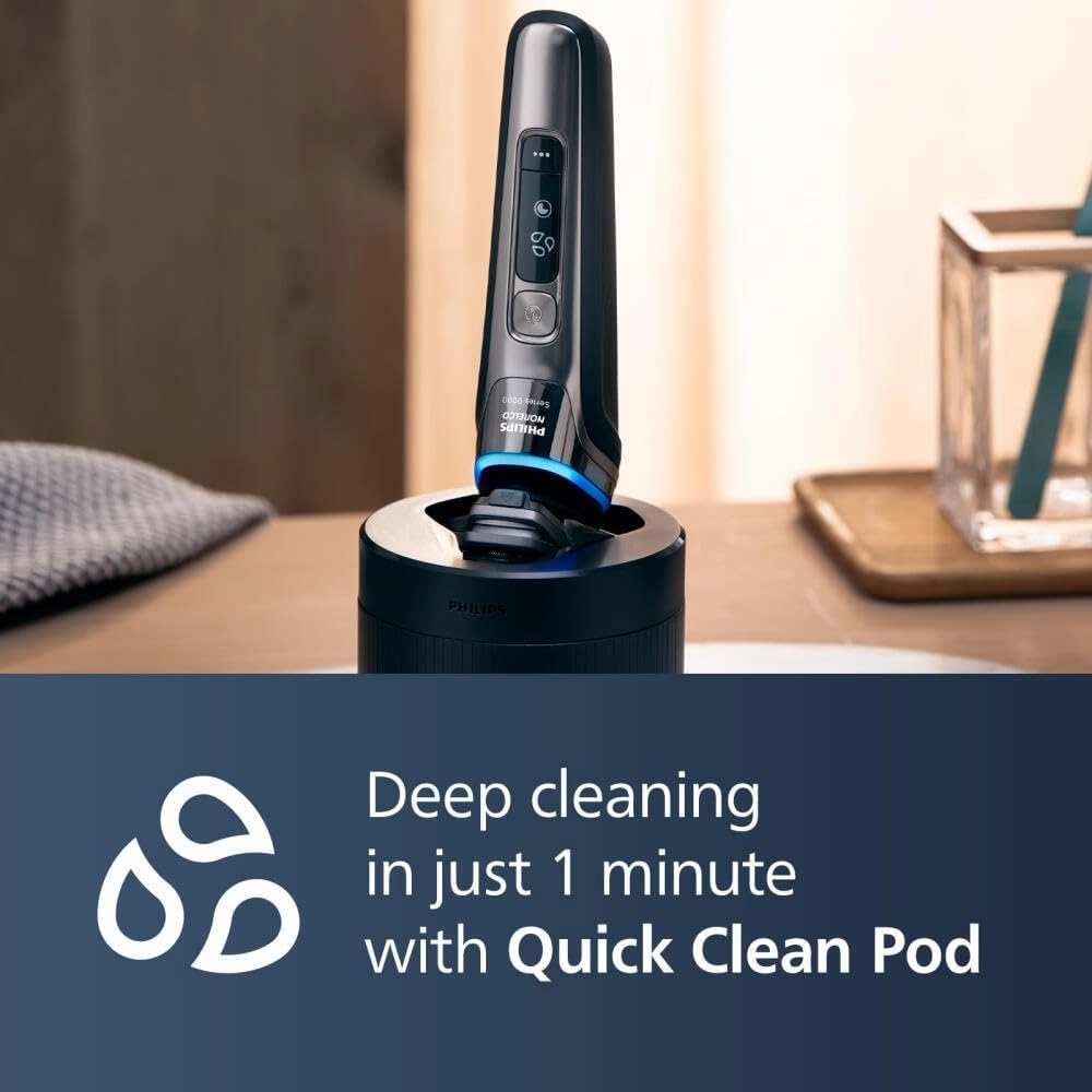 Philips Norelco Shaver Series 9000, Wet and Dry Electric Shaver, with Lift & Cut Shaving System and SenseIQ Technology, Pop-up Trimmer, Cleaning Pod, Charging Stand and Travel Case, Model S9987/85
