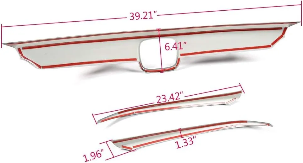 PIT66 Front Lip Bumper Upper Grille Molding Trim & Eyelid Cover, Compatible With Honda Accord 10th Gen Sedan 2018-2019 (Only Works With Regular Grill, Not For Optional Sport Style) 3PCS Gloss Black
