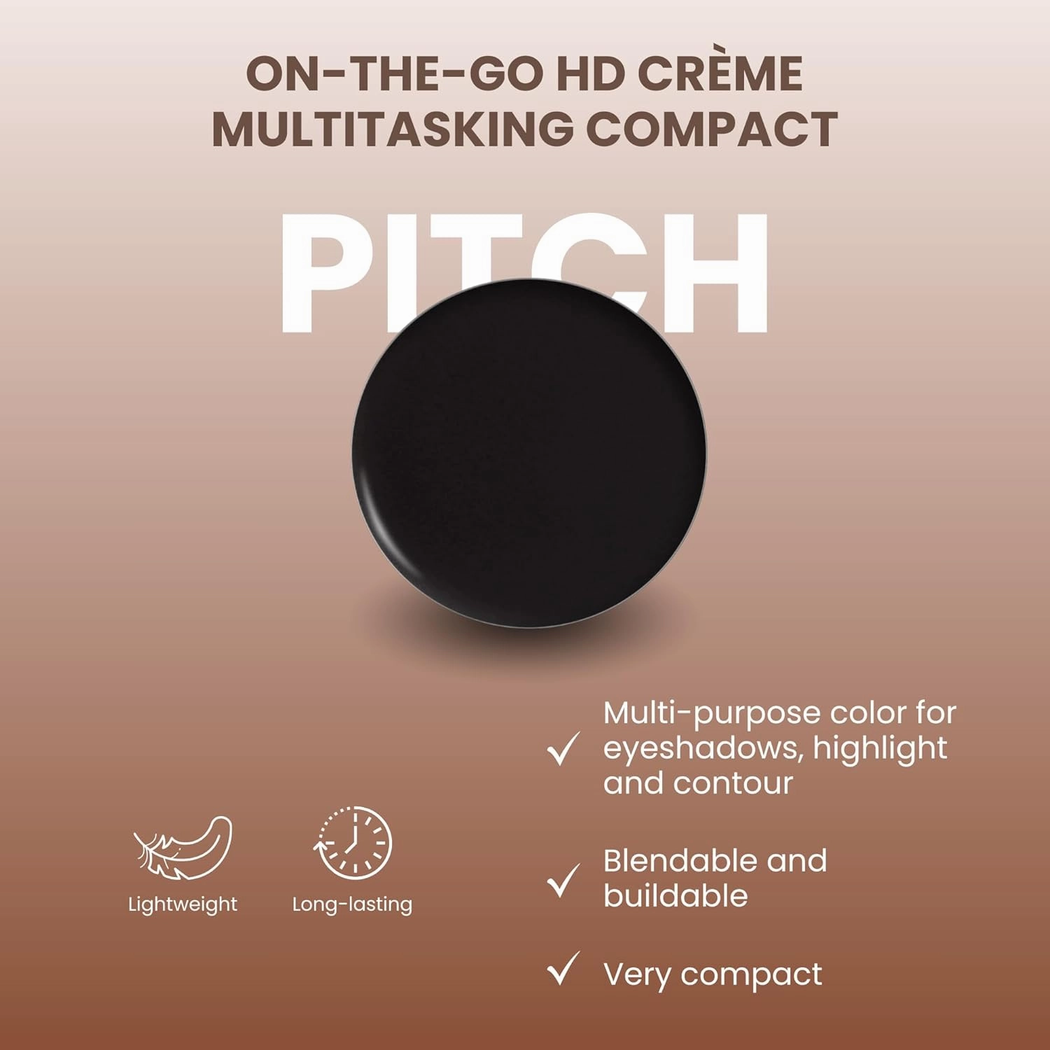 Poise Makeup HD Crème Multitasking Compact REFILL | Ultra Smooth Cream Formula Used as Eyeshadow Base, Smudge Finish Eye Color, Brow Definer, Highlight, Contour, and Lip Color, PITCH