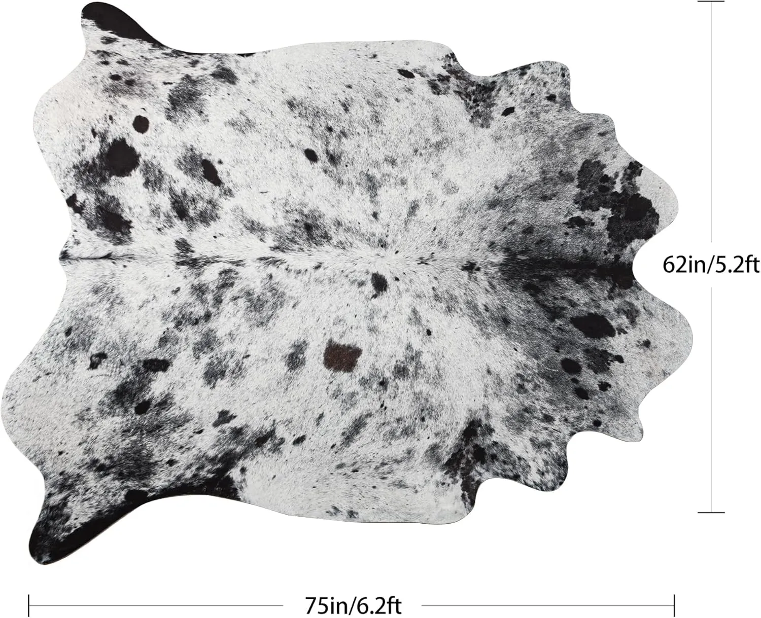 Premium Cowhide Rug, 5.2 x 6.2 Feet, Western Decor Faux Cowhide, Thickened Cow Print, For Bedroom, Living Room, Home Office Decor