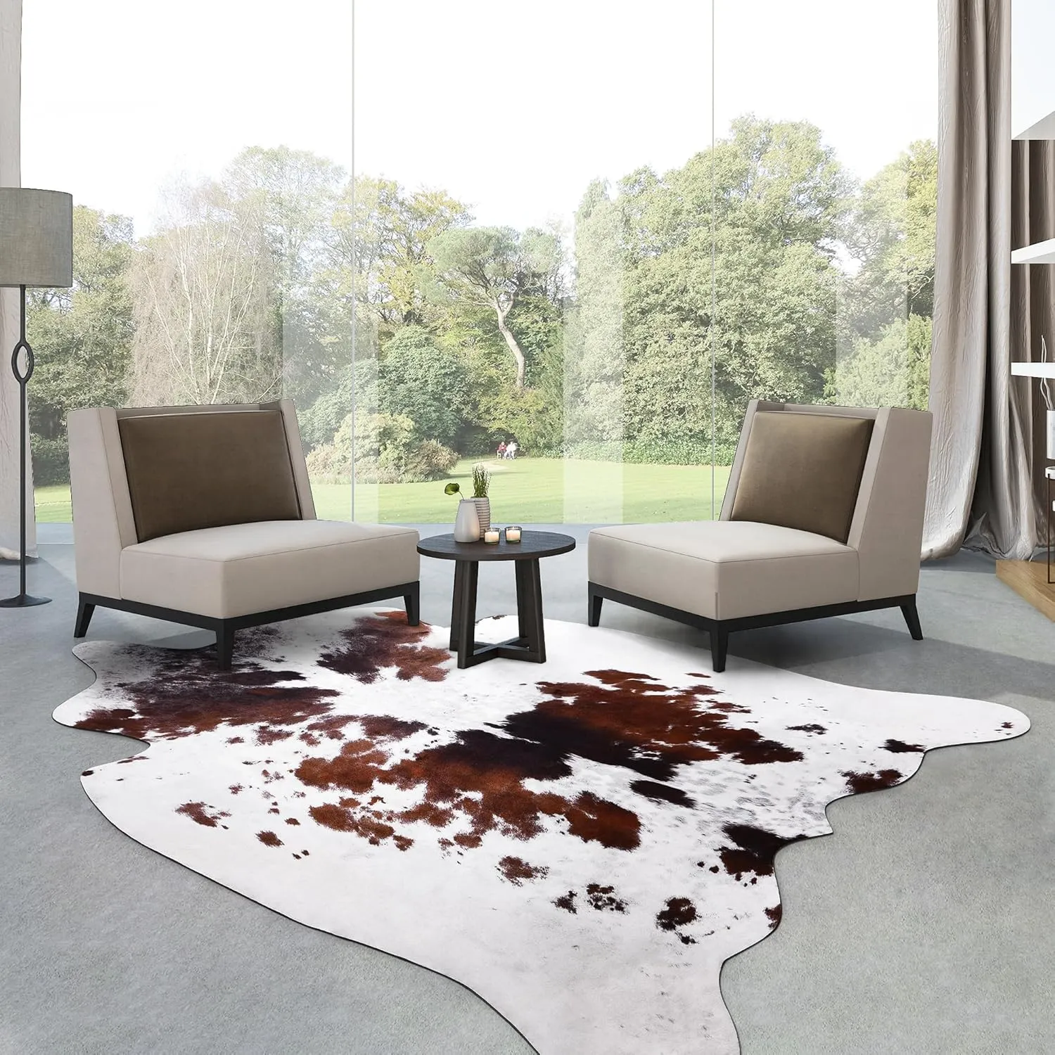Premium Cowhide Rug, 5.2 x 6.2 Feet, Western Decor Faux Cowhide, Thickened Cow Print, For Bedroom, Living Room, Home Office Decor