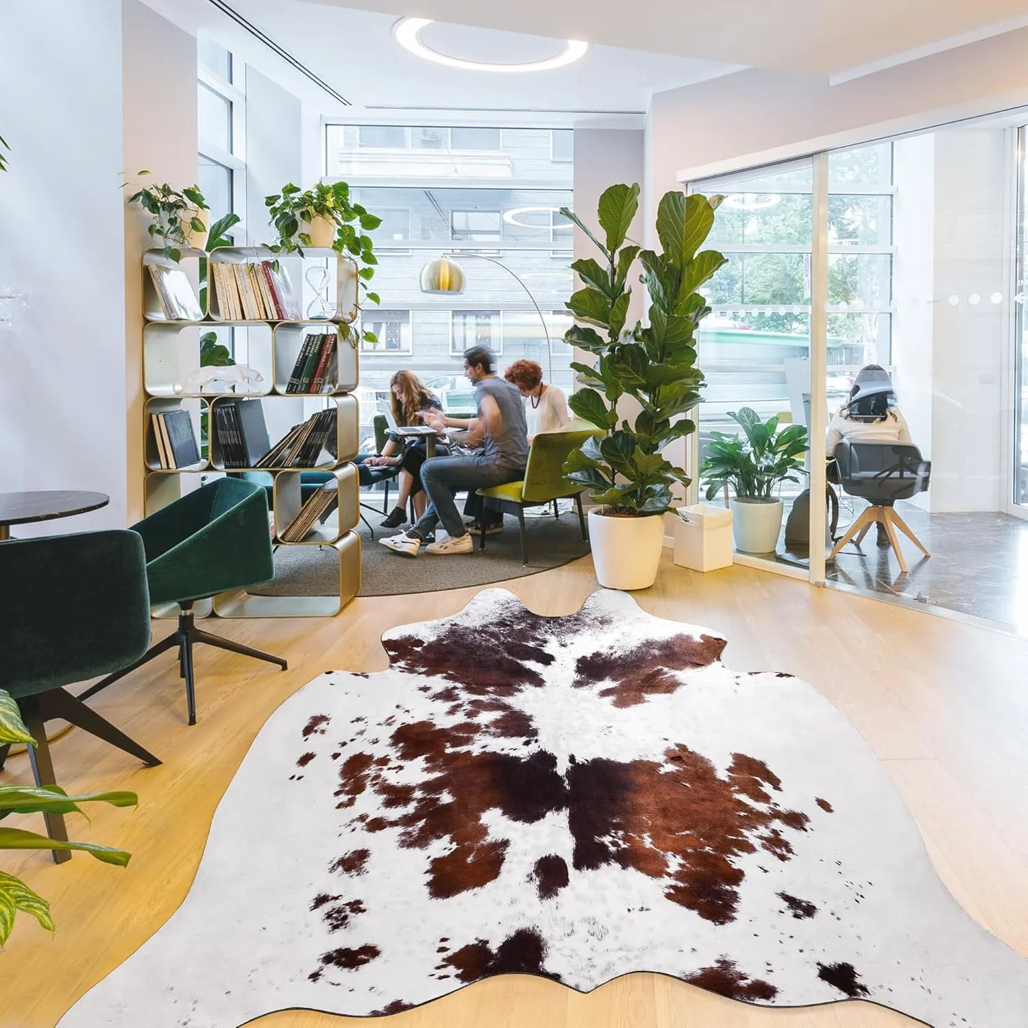 Premium Cowhide Rug, 5.2 x 6.2 Feet, Western Decor Faux Cowhide, Thickened Cow Print, For Bedroom, Living Room, Home Office Decor