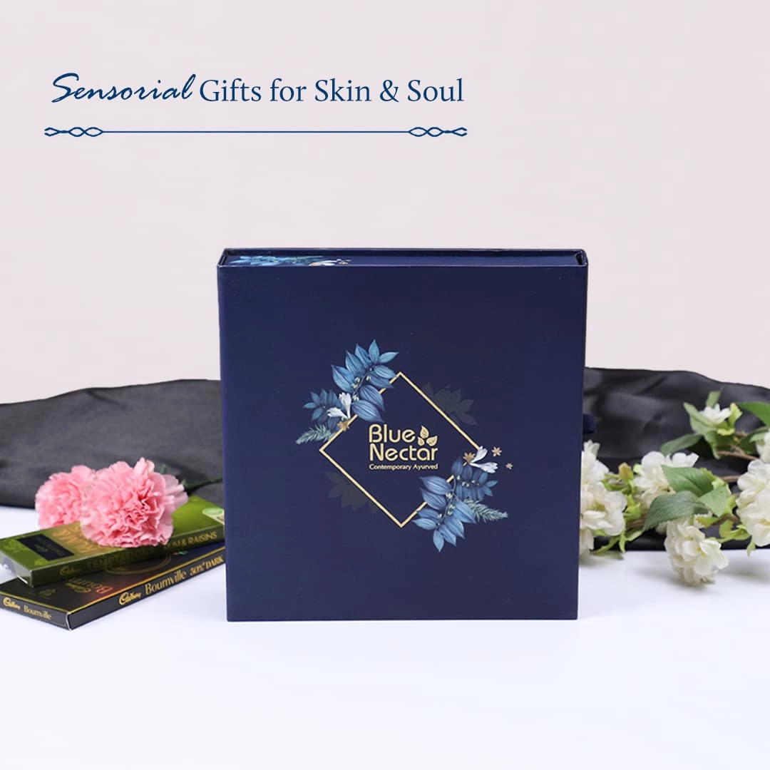 Premium Beauty Gift Set for Women & Men | Blue Nectar Face Wash, Cream, Scrub, Lip Balm & Moisturizing Face Lotion with Herbal Ingredients | Ideal Christmas Holidays Gift for Mom, Dad & Girlfriend