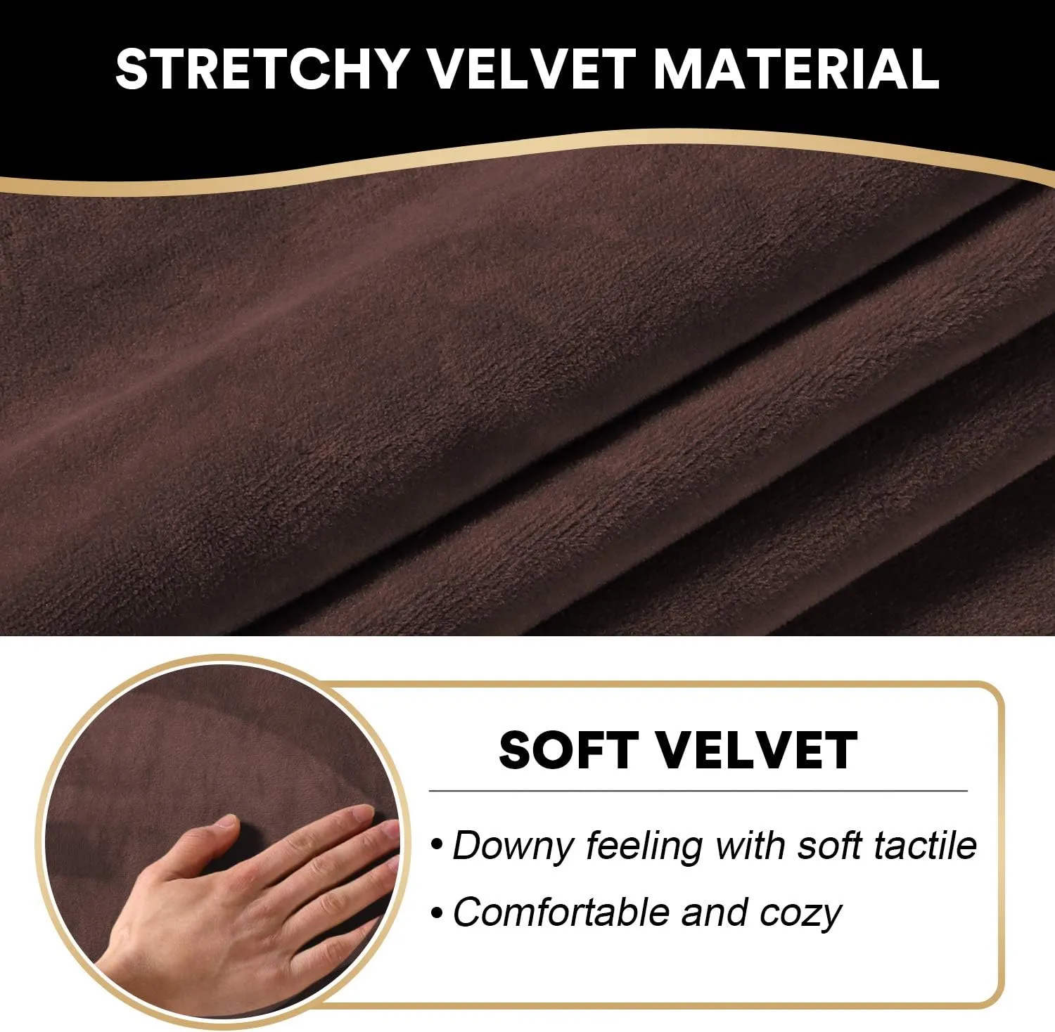 PrinceDeco Recliner Chair Cover Velvet Stretch Recliner Couch Covers 4-Pieces Style Recliner Chair Covers Recliner Cover for Reclining Chair Slipcovers Feature Non Slip Form Fitted Thick Soft,Brown