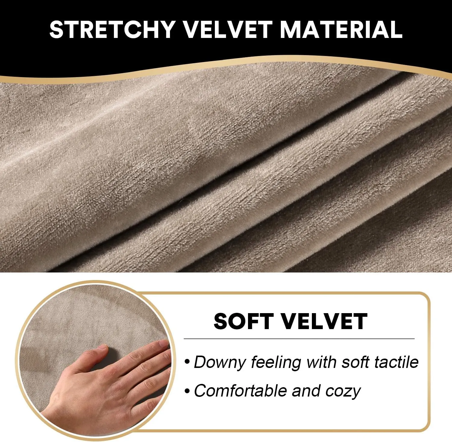 PrinceDeco Recliner Chair Cover Velvet Stretch Recliner Couch Covers 4-Pieces Style Recliner Chair Covers Recliner Cover for Reclining Chair Slipcovers Feature Non Slip Form Fitted Thick Soft,Taupe