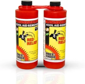 Pro's Choice Red Relief Stain Remover for Clothes Laundry - Stain Removal for Kool Aid & Synthetic Food Colors - Fabric, Carpet & Couch Dye Remover - Red Wine Spot Eraser (2 Pint Set)