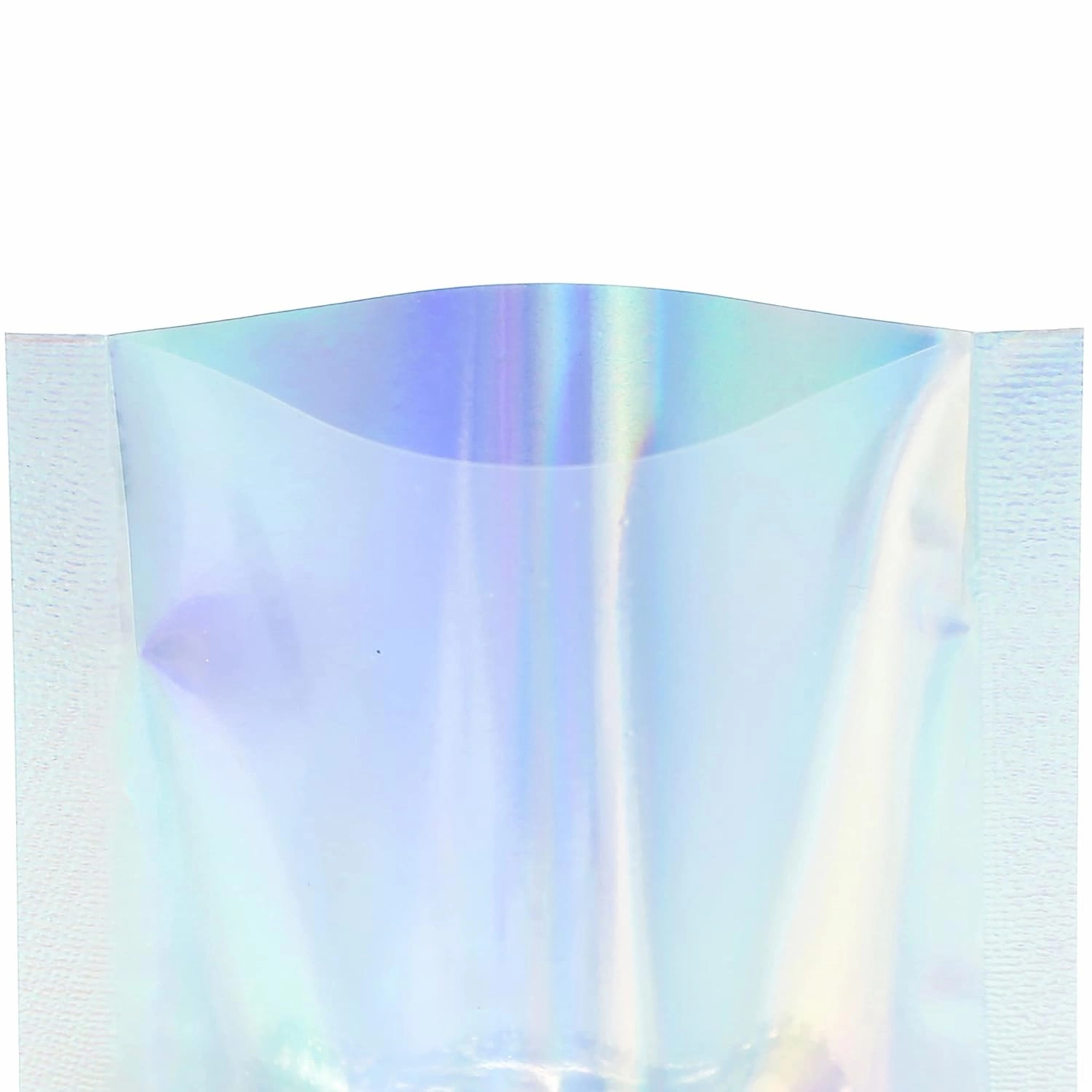 QQ Studio Bulk Holographic Heat Seal Bags, Rainbow Foil Spa Supply Sample Pouches, Heat Seal Iridescent Baggies, Open Top Bags for Lip Gloss and Nails (3.9 Inch x 5.9 Inch, x200 Clear Holographic)