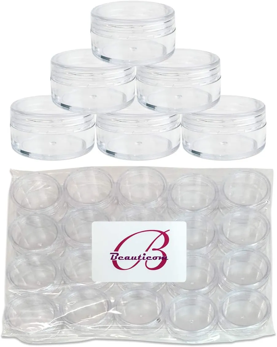 (Quantity: 100 Pieces) Beauticom 10G/10ML Clear Lid Plastic Cosmetic Lip Balm Lip Gloss Cream Lotion Eyeshadow Container Jars