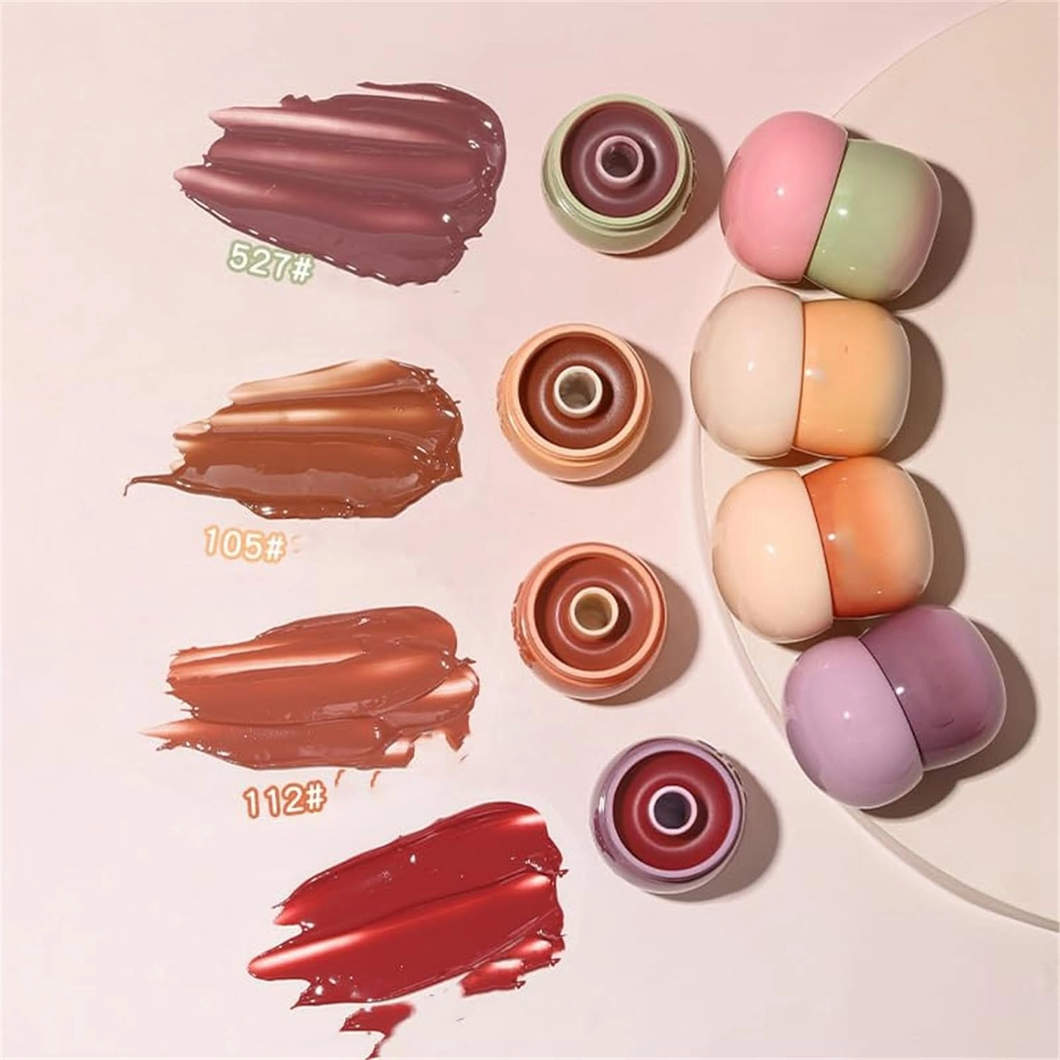 QUROXO Blurring Pudding Pot Lip, Free Blurring Pudding Pot Lip, Smooth Lip Gloss for Nourished, Non-Sticky Glossy Tinted Lip Balm (4pcs)