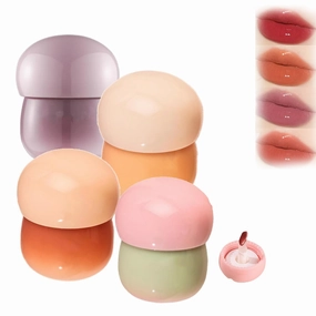 QUROXO Blurring Pudding Pot Lip, Free Blurring Pudding Pot Lip, Smooth Lip Gloss for Nourished, Non-Sticky Glossy Tinted Lip Balm (4pcs)