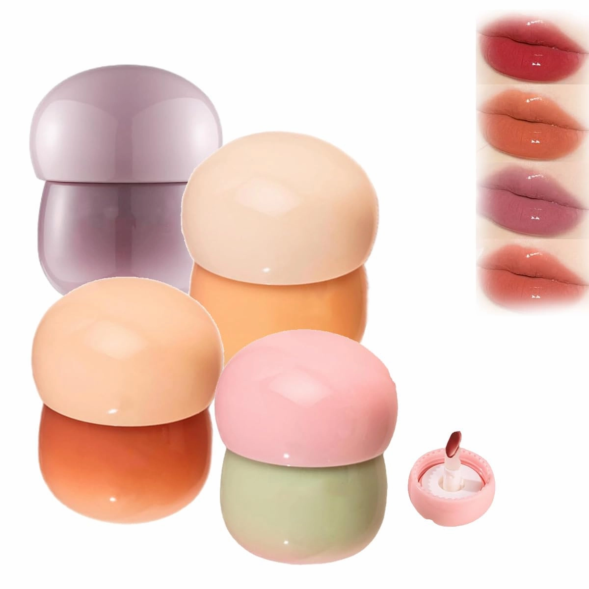 QUROXO Blurring Pudding Pot Lip, Free Blurring Pudding Pot Lip, Smooth Lip Gloss for Nourished, Non-Sticky Glossy Tinted Lip Balm (4pcs)