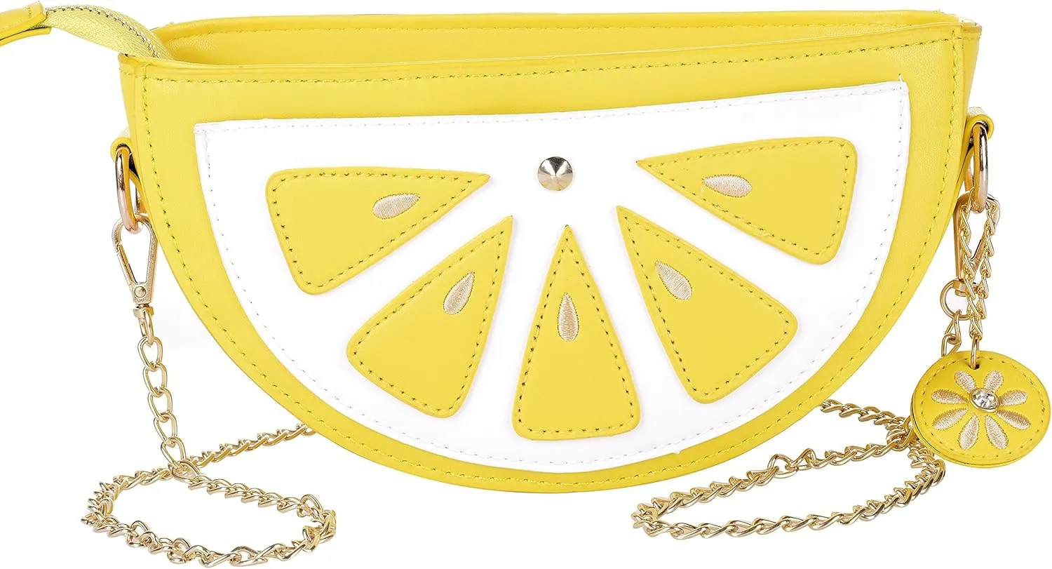 QZUnique Food Shape Cross Body Bag PU Cartoon Purse Ice Cream Sholuder Bag Handbag with Removable Chain