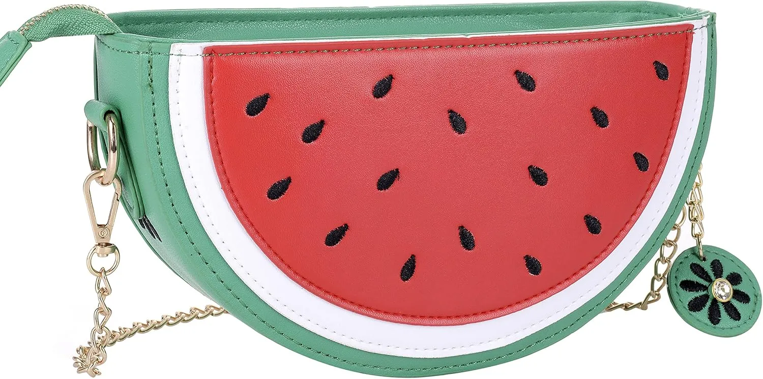 QZUnique Food Shape Cross Body Bag PU Cartoon Purse Ice Cream Sholuder Bag Handbag with Removable Chain