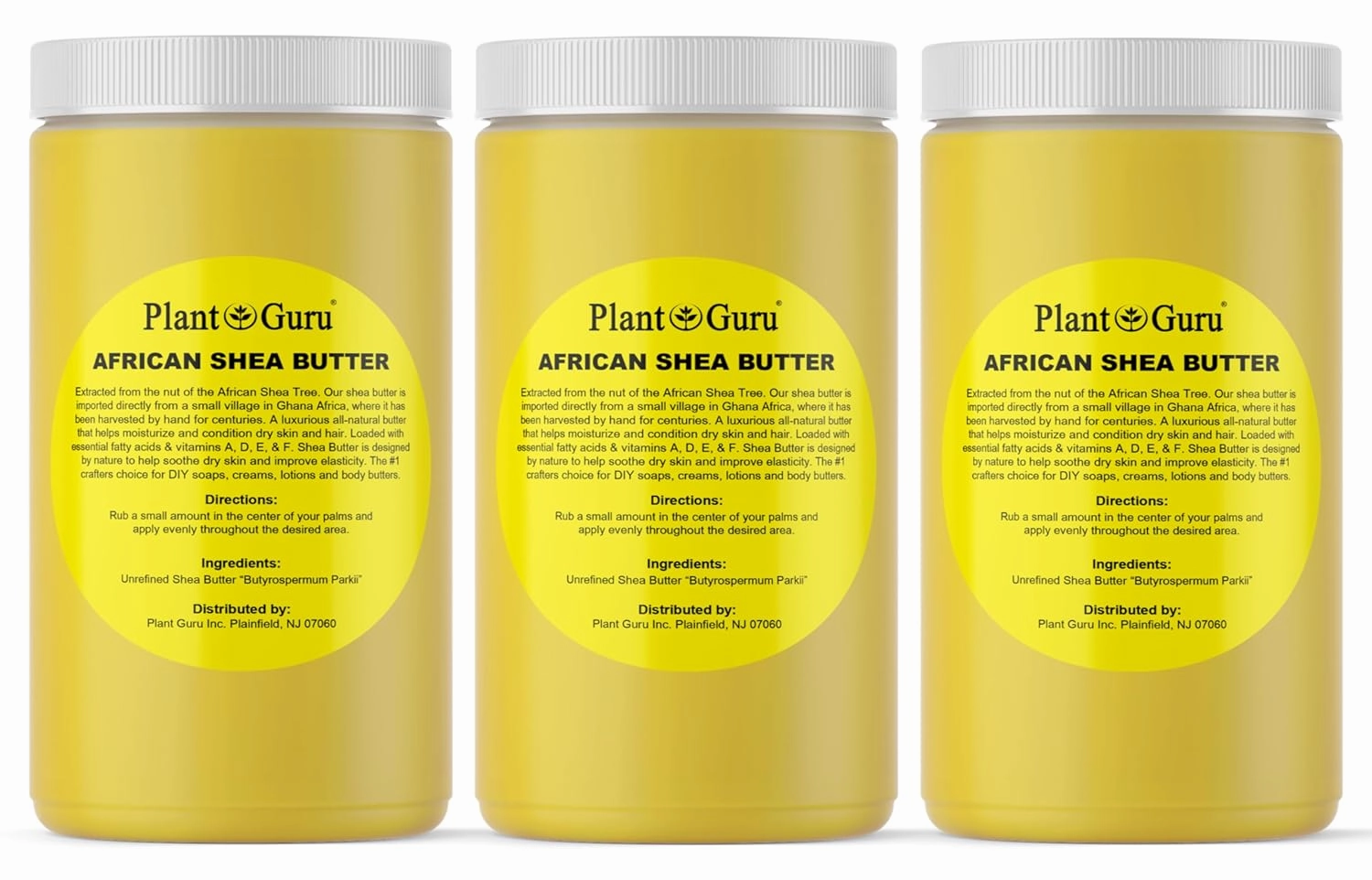 Raw African Shea Butter 32 oz (3 Pack) Bulk 100% Pure Natural Unrefined YELLOW - Ideal Moisturizer For Dry Skin, Body, Face And Hair Growth. Great For DIY Soap and Lip balm Making.