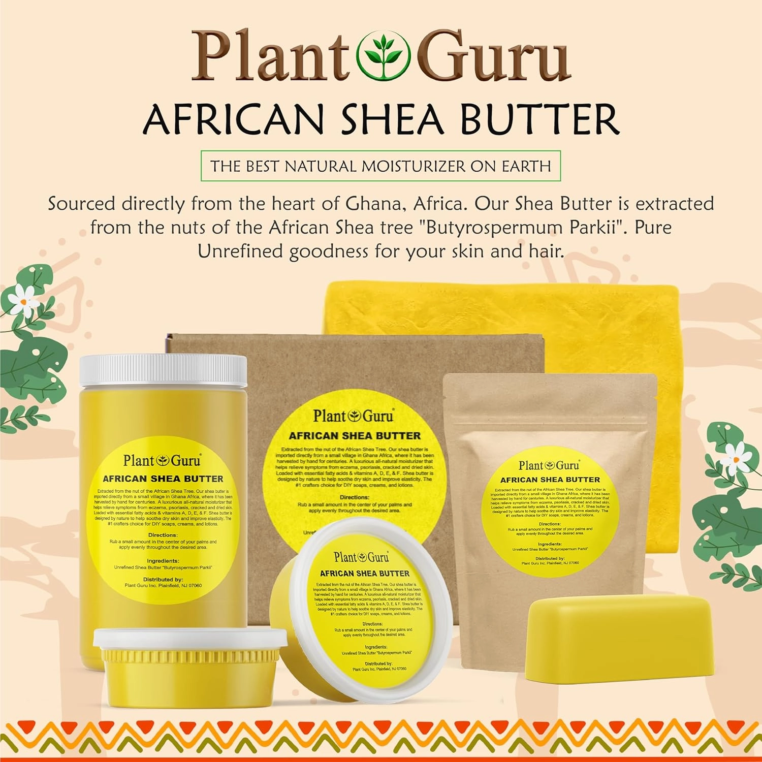 Raw African Shea Butter 32 oz. Bulk 100% Pure Natural Unrefined YELLOW - Ideal Moisturizer For Dry Skin, Body, Face And Hair Growth. Great For DIY Soap and Lip Balm Making.