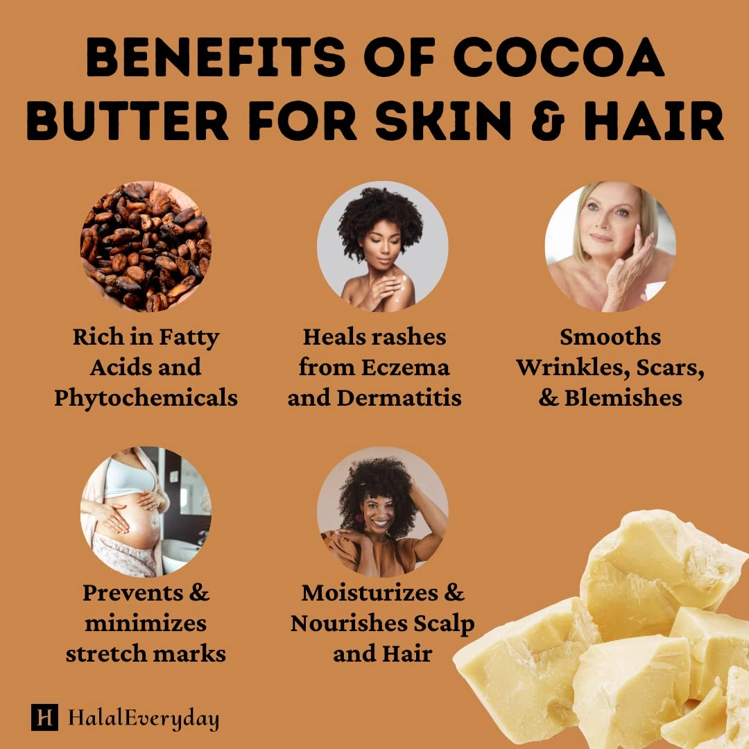 Raw Cocoa Butter-16 oz. - Non GMO - Vegan - Small disks for easy measurement - By SAAQIN ® - Sold exclusively by HalalEveryday