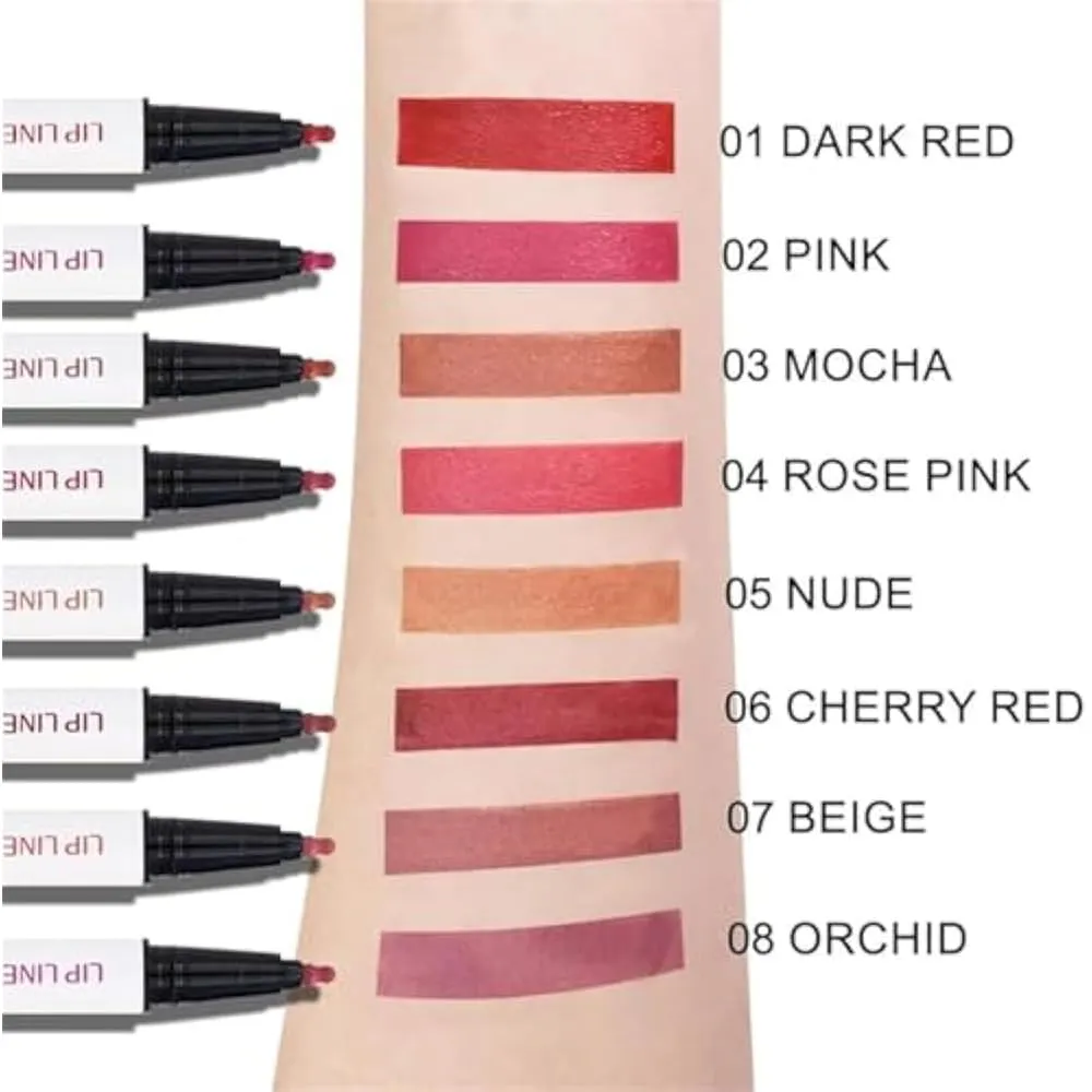Reasontray Lip Liner,Benighty Liquid Lip Liner,Peshoriadam Longwear Liquid LIP LINER,Matte Lip Tint Stain Marker Pen, 2in1 waterproof liquid Lipstick & lip liner Pencil (8Pcs)