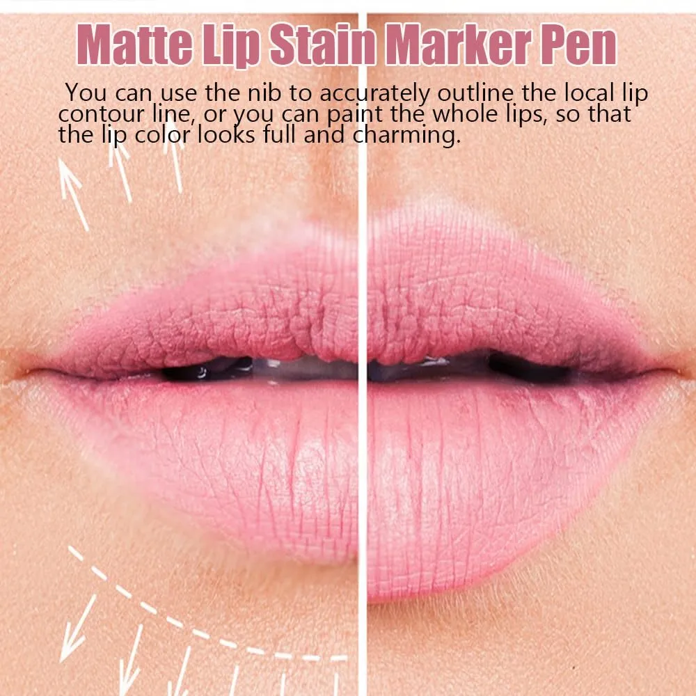 Reasontray Lip Liner,Benighty Liquid Lip Liner,Peshoriadam Longwear Liquid LIP LINER,Matte Lip Tint Stain Marker Pen, 2in1 waterproof liquid Lipstick & lip liner Pencil (8Pcs)