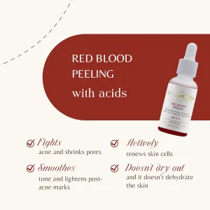 Red Blood Facial Peeling – AHA, PHA & BHA Exfoliating Solution – Brightens, Fights Acne & Reduces Post-Acne Marks – 30ml