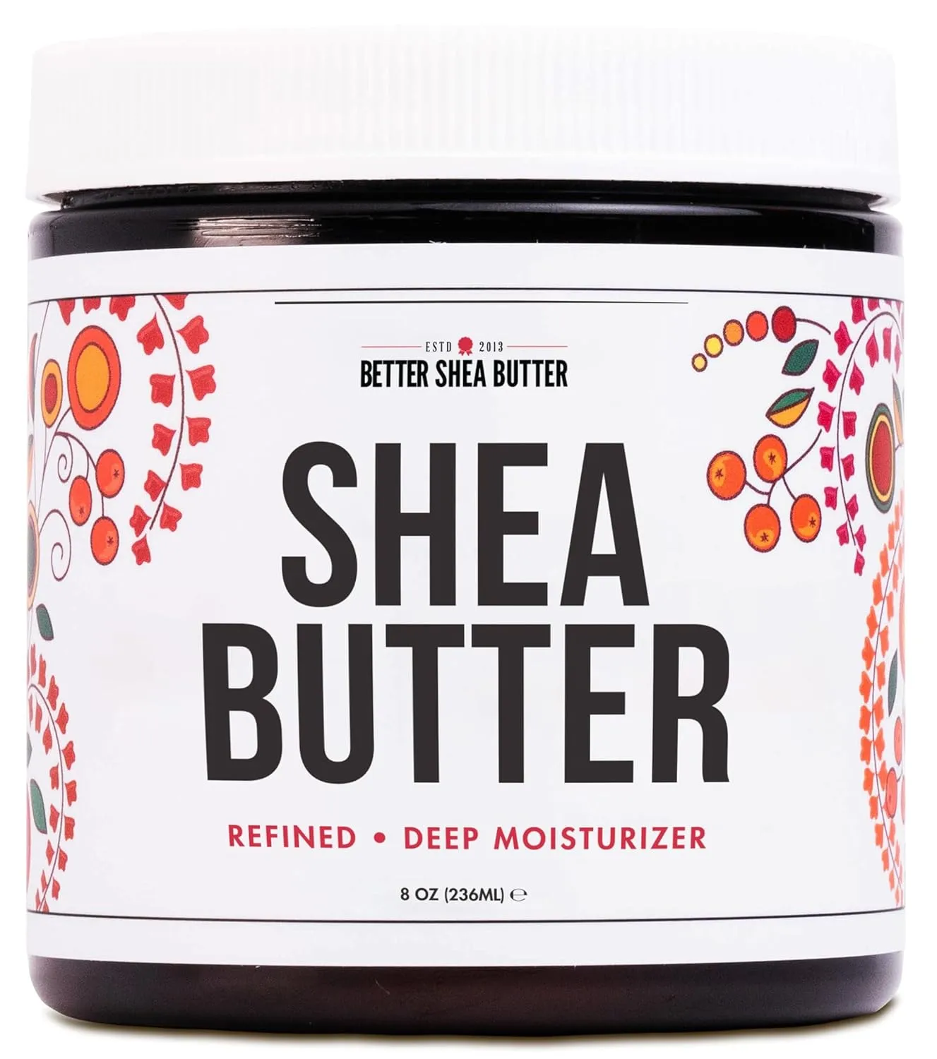 Refined Shea Butter Unscented - 100% Pure African Shea Butter for Hair & Dry Skin - Soap Base - Face & Body Moisturizer, for DIY Whipped Body Butter & Lip Balm 8 oz Jar